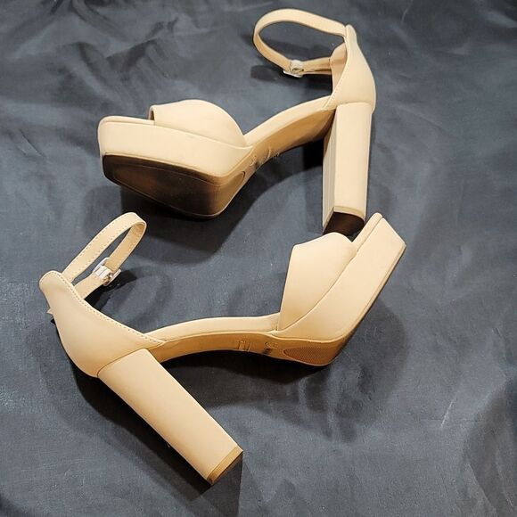 BOMBOO COMPOSED-27 PLASFORM PEEP TOE CHUNKY HEEL LADIES SANDAL - Picture 8 of 15